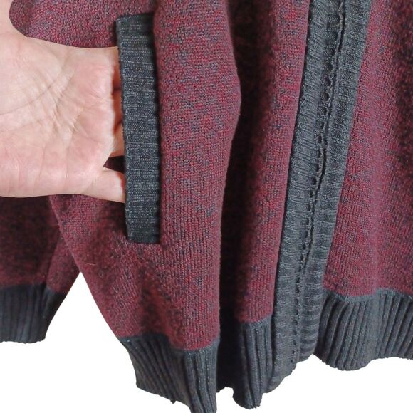 YeoKou XL Men's Heavy Cardigan Jacket Maroon Black Plaid Lined Wool Cashmere - Picture 5 of 10